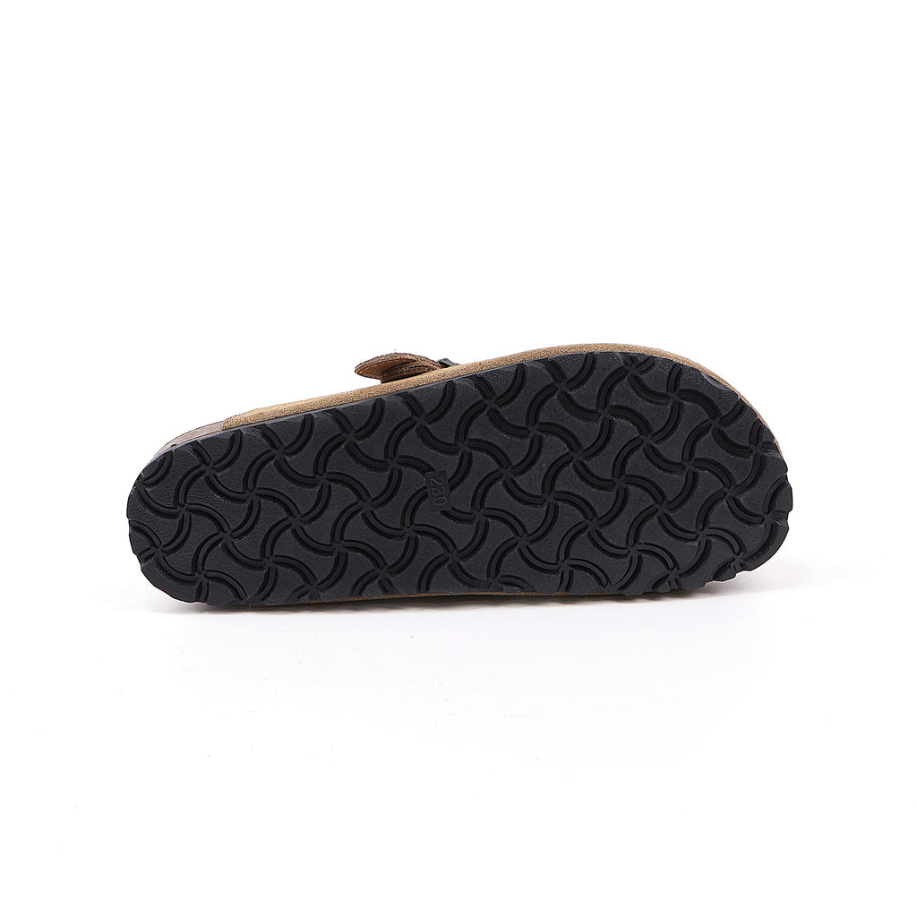 Deep Khaki buckle suede clogs - outsole view