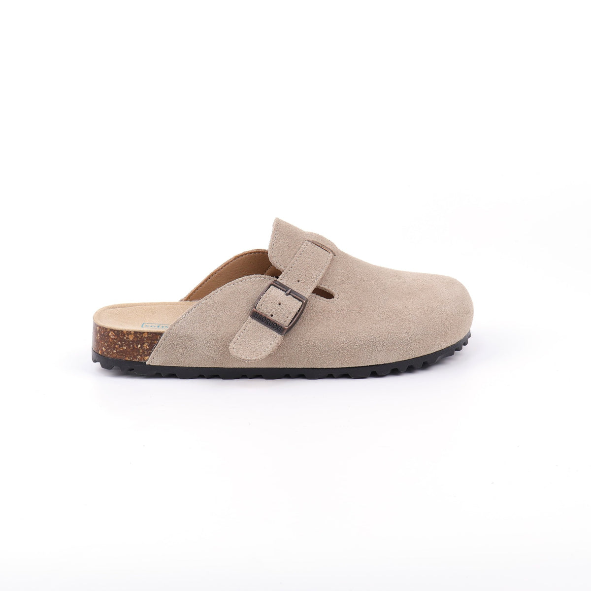 Sand buckle suede clogs - top view