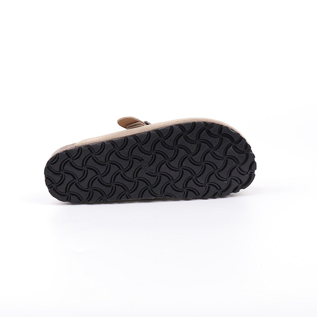 Sand buckle suede clogs - side view