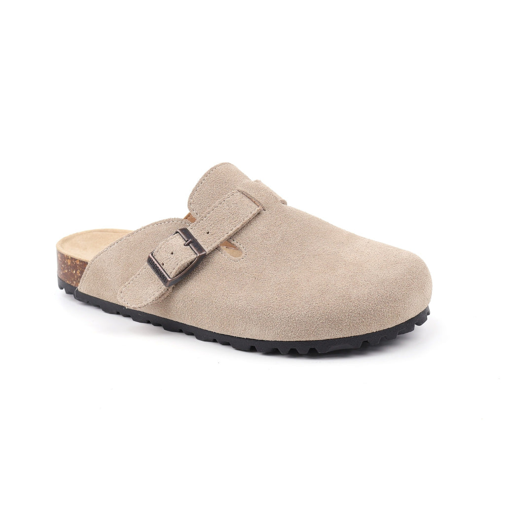 Sand buckle suede clogs - outsole view