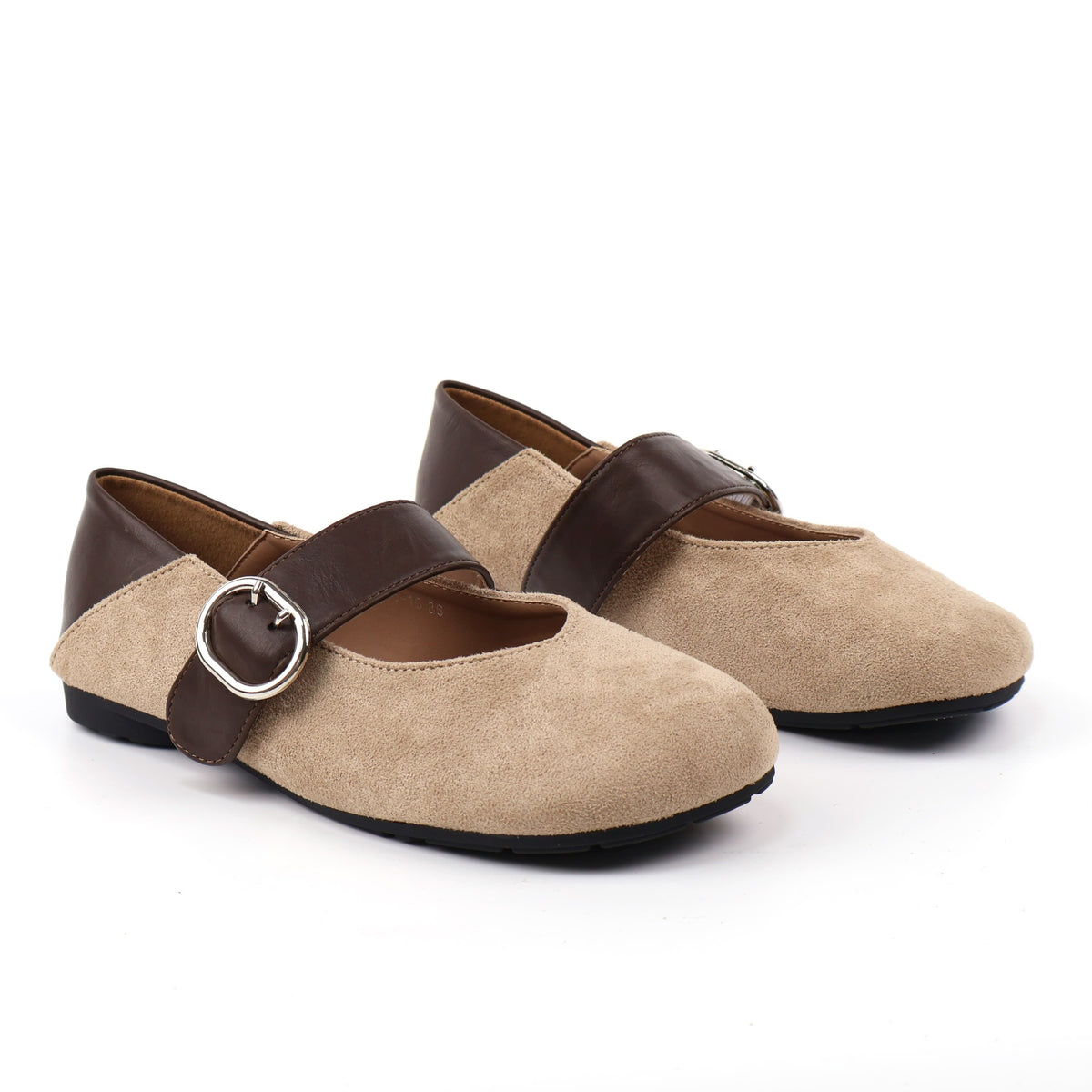 Almond Mary Jane flats front angle