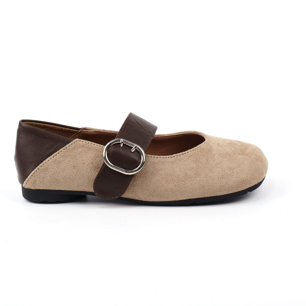 Almond Mary Jane flats side view