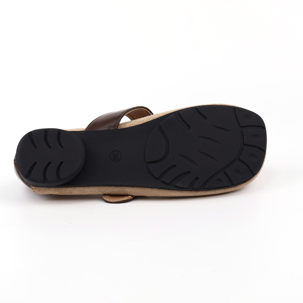 Almond Mary Jane flats outsole