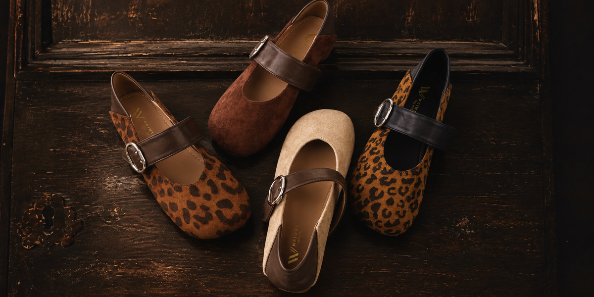 Round-toe buckle suede Mary Jane flats in four colorways