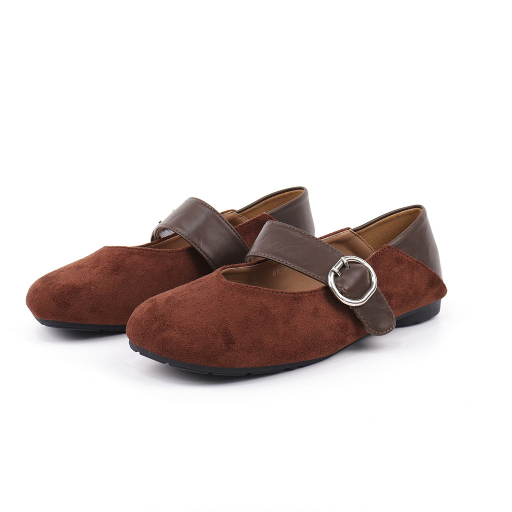 Coffee Mary Jane flats