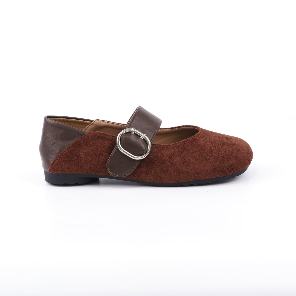 Coffee Mary Jane flats front angle
