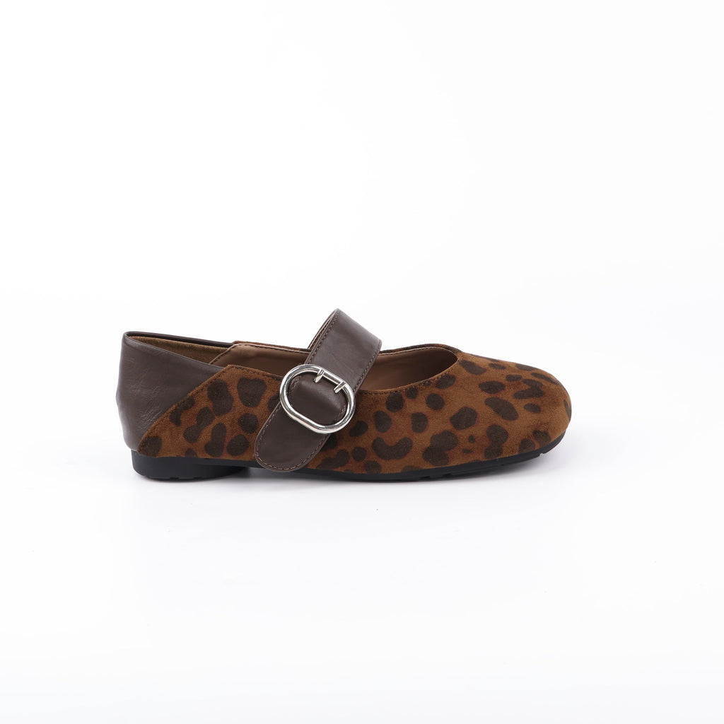Leopard Black Mary Jane flats top view