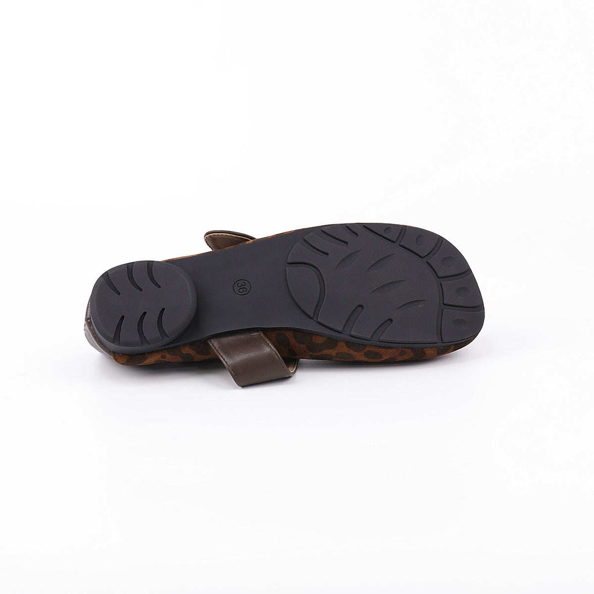 Leopard Black Mary Jane flats detail view