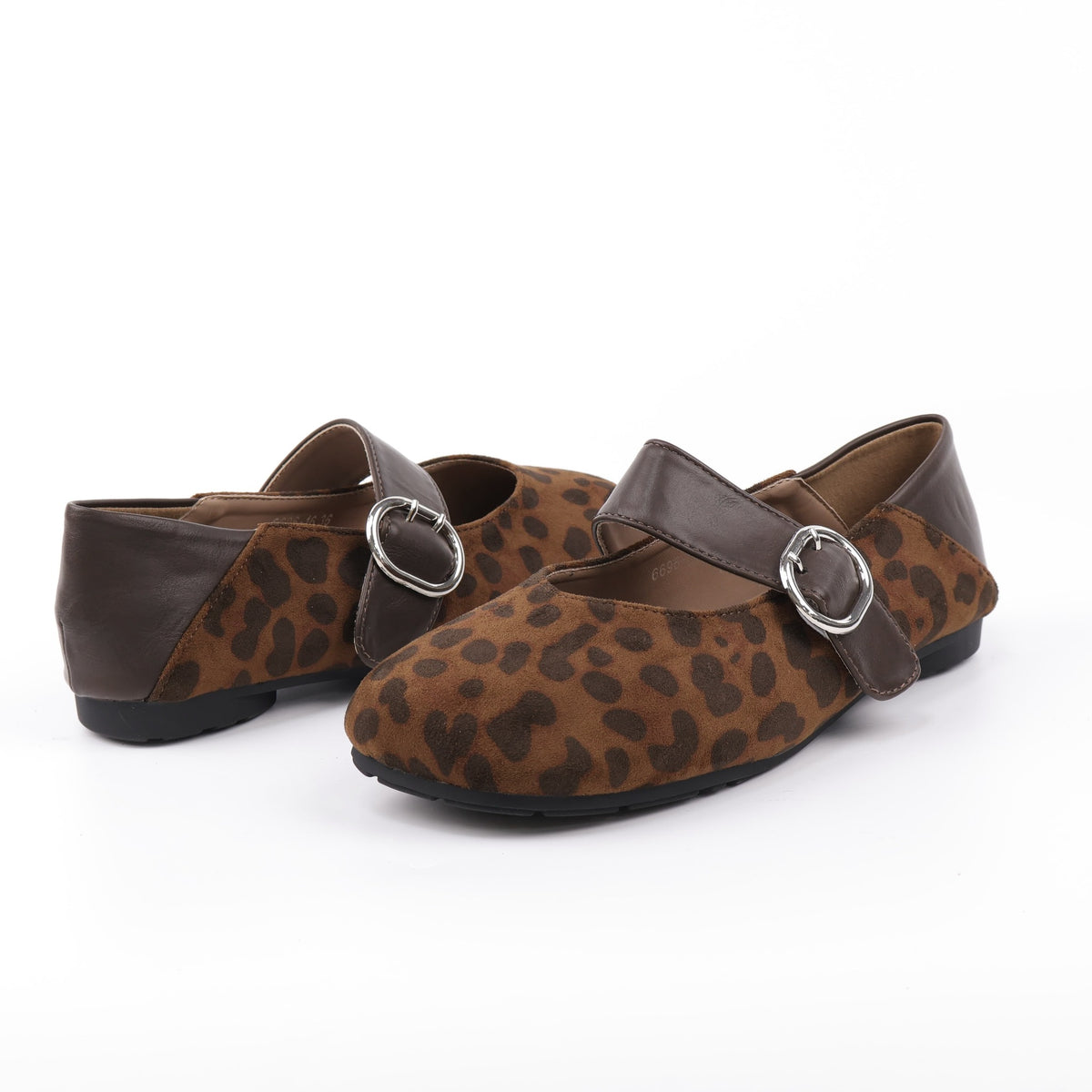 Leopard Black Mary Jane flats rear angle