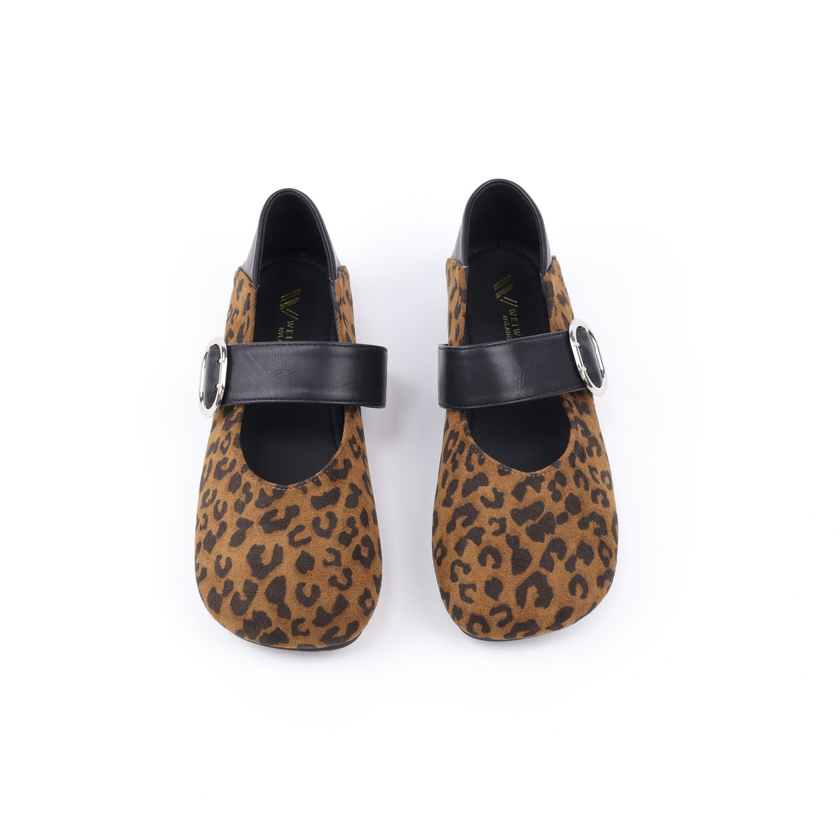 Leopard Brown Mary Jane flats front angle