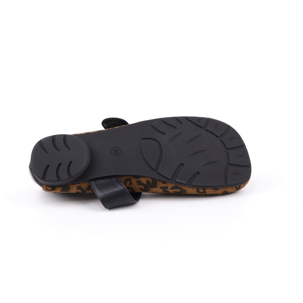 Leopard Brown Mary Jane flats top view