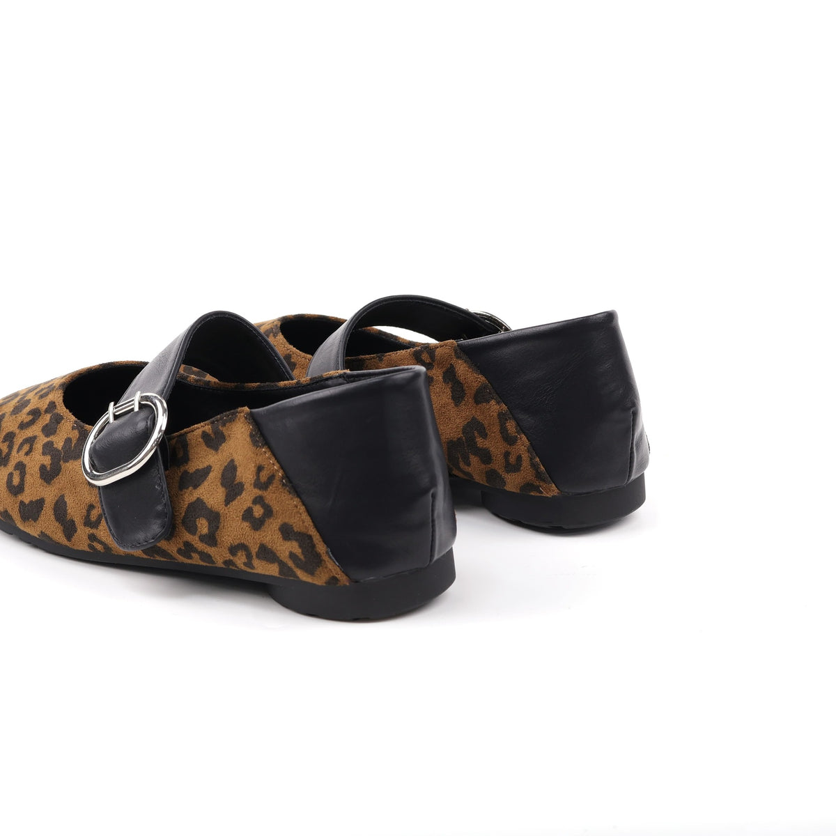 Leopard Brown Mary Jane flats rear angle