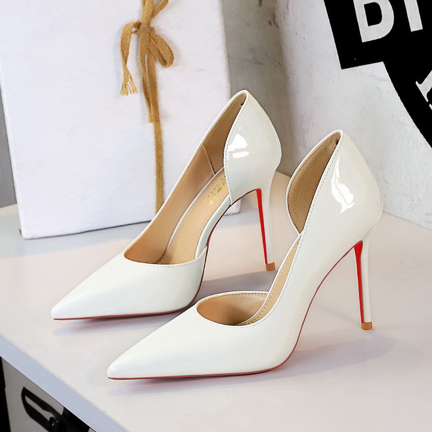 Valentina white patent stiletto pumps pair