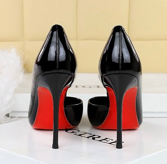 Valentina black stiletto heel back view
