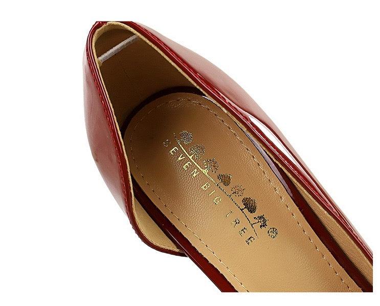 Valentina burgundy PU insole detail