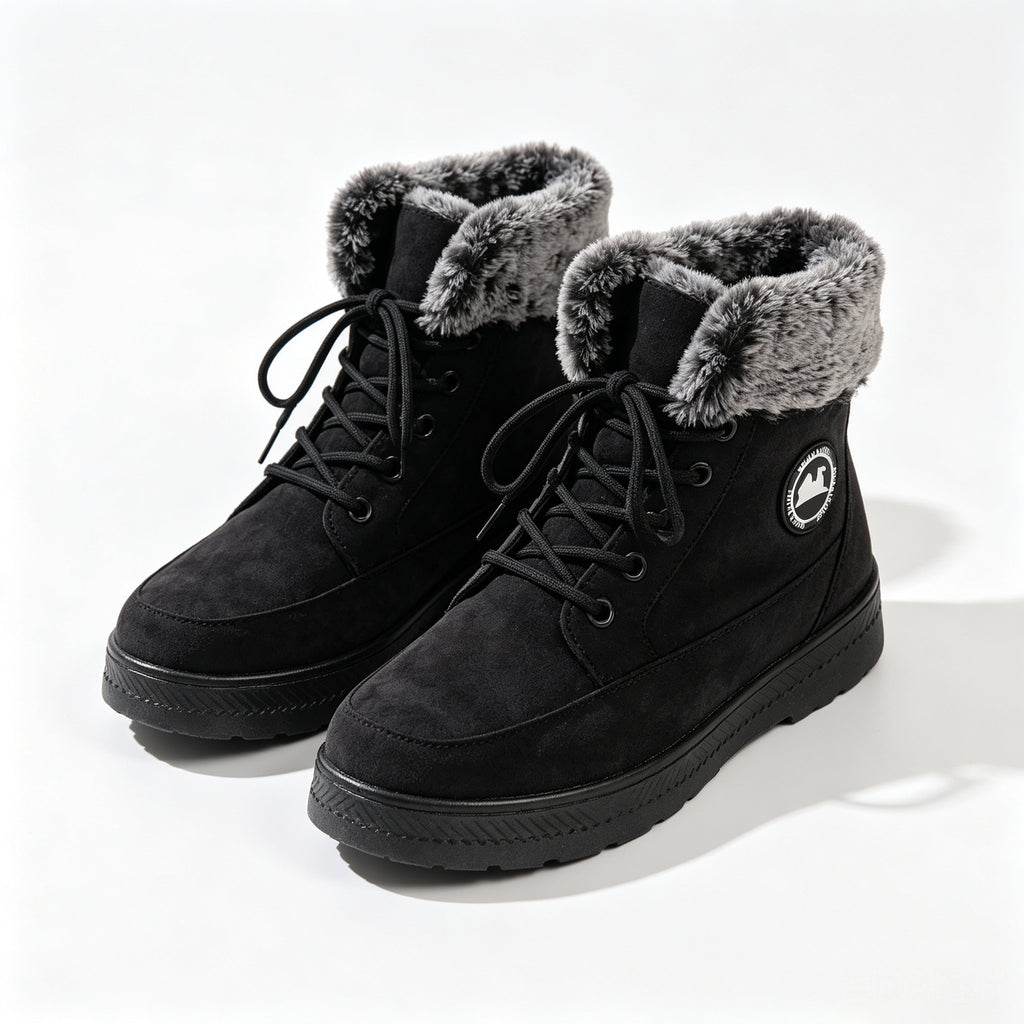 Aspen faux-fur-lined lace-up snow ankle boots in black, product view