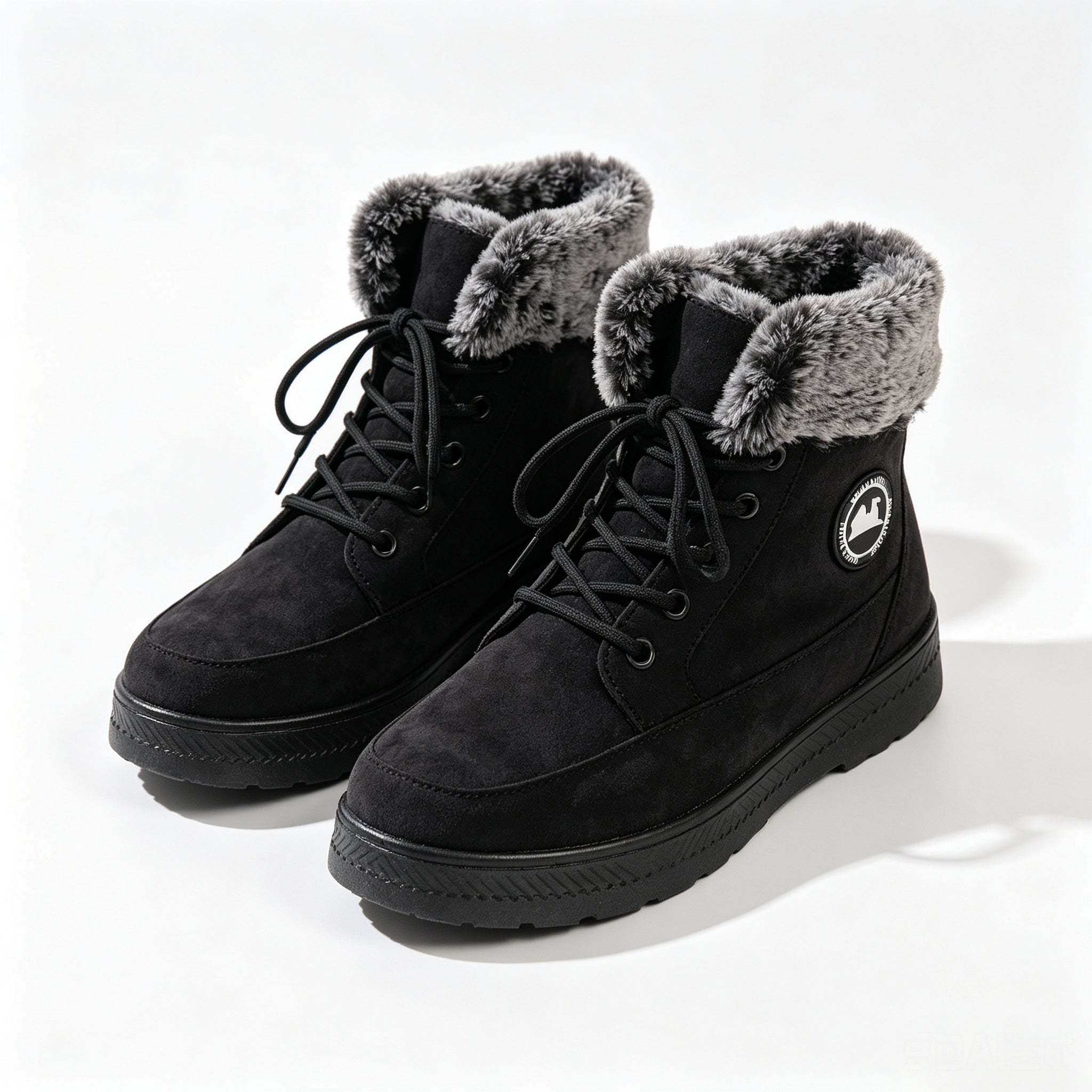 Aspen faux-fur-lined lace-up snow ankle boots in black, product view