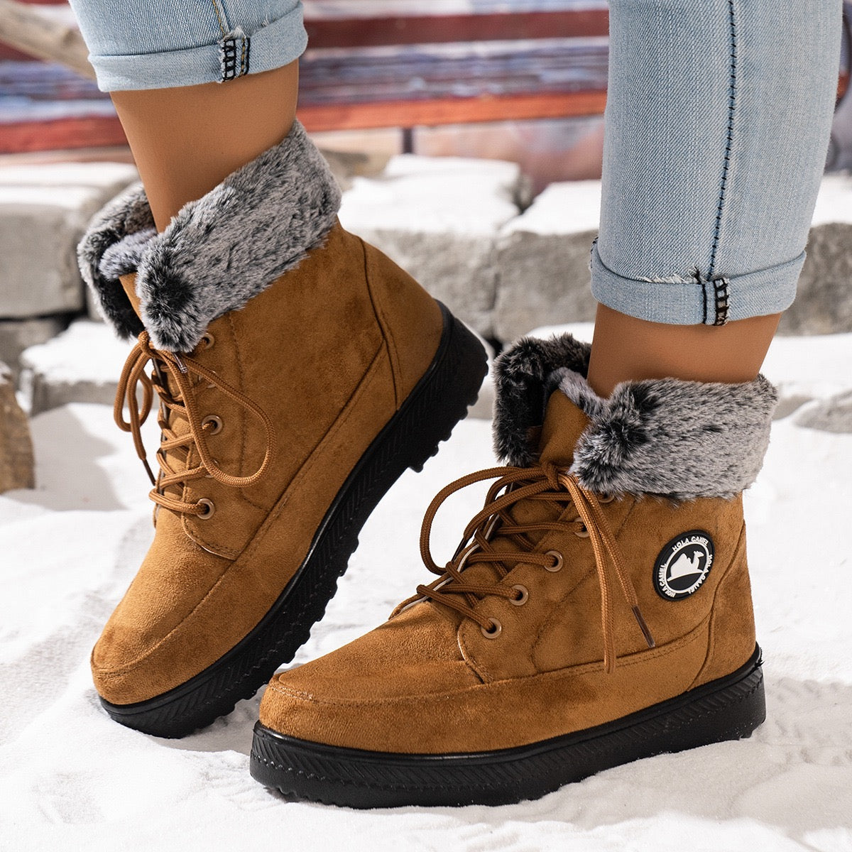 Aspen ginger snow ankle boots, on-foot winter view