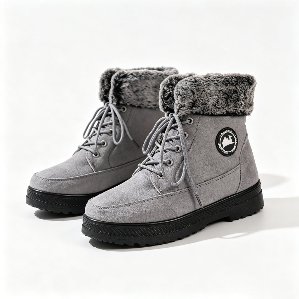 Aspen faux-fur-lined lace-up snow ankle boots in gray, product view