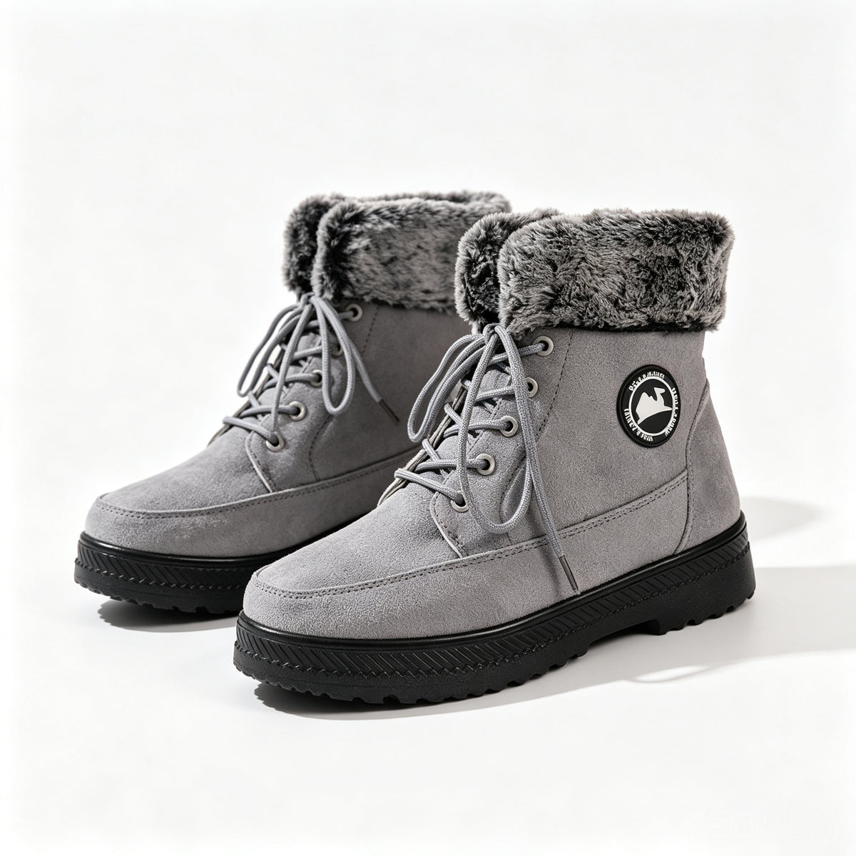 Aspen faux-fur-lined lace-up snow ankle boots in gray, product view