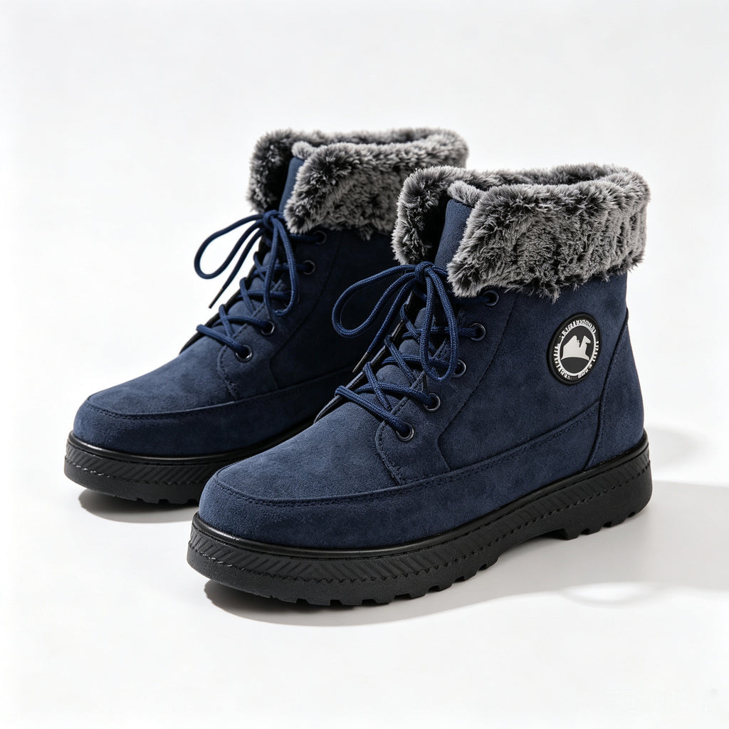 Aspen faux-fur-lined lace-up snow ankle boots in navy, product view