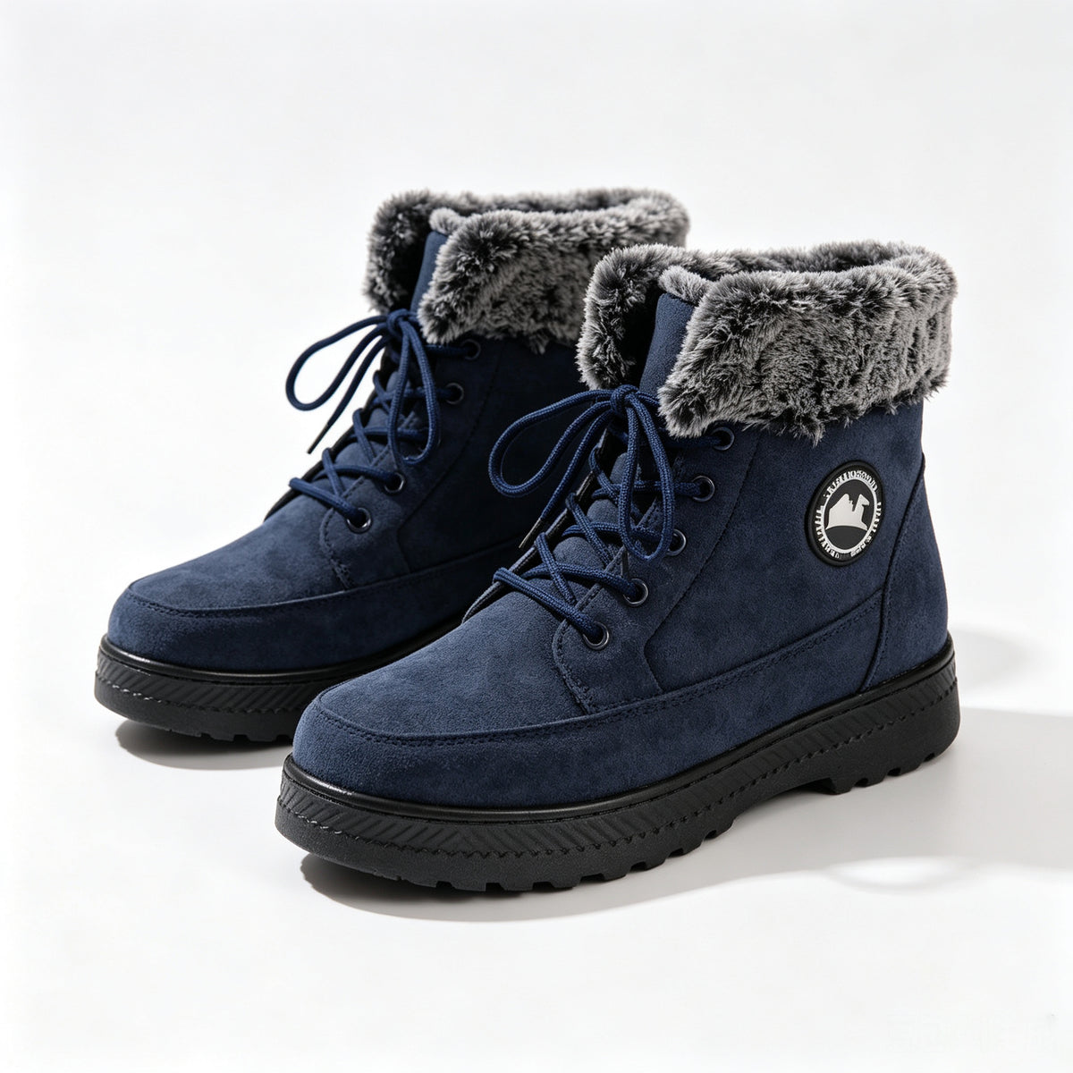 Aspen faux-fur-lined lace-up snow ankle boots in navy, product view