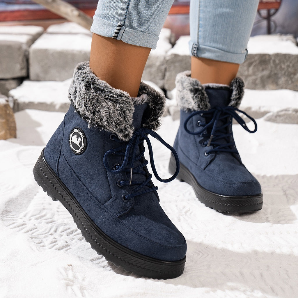 Aspen navy snow ankle boots, on-foot winter view