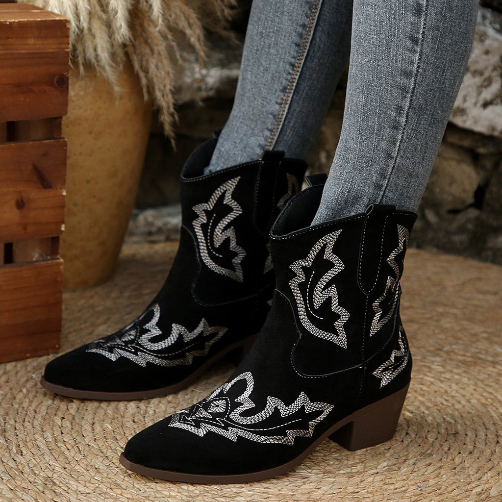 Dakota black Western ankle boots, front pair view