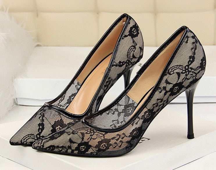Elara Lace Stiletto Pumps