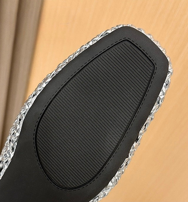 Elowen woven flats rubber outsole detail