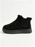 Black faux-fur-lined elastic-gusset snow ankle boots
