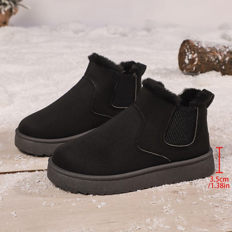 Black faux-fur-lined elastic-gusset snow ankle boots