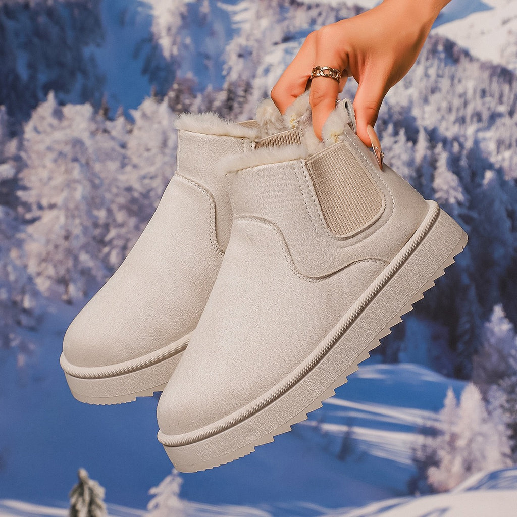 Off White faux-fur-lined elastic-gusset snow ankle boots