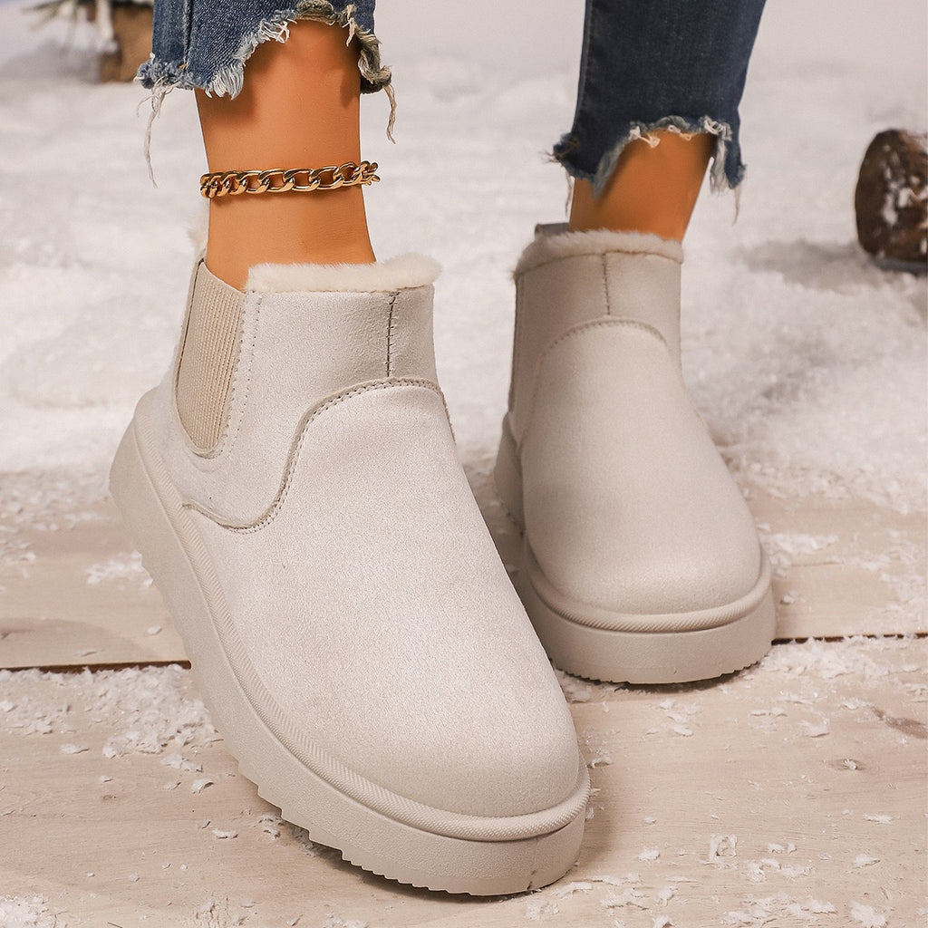 Off White faux-fur-lined elastic-gusset snow ankle boots