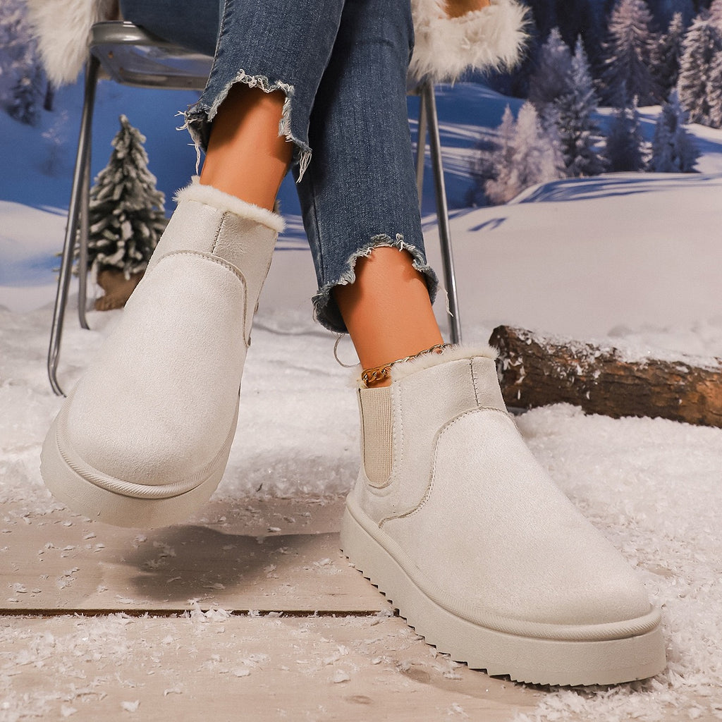 Off White faux-fur-lined elastic-gusset snow ankle boots