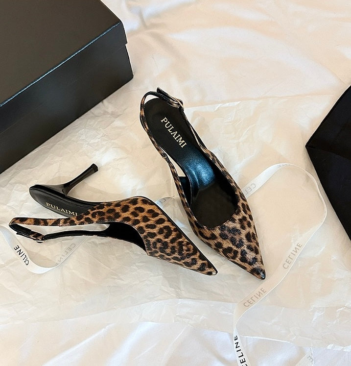 Leona Leopard Slingback Heels, flat lay