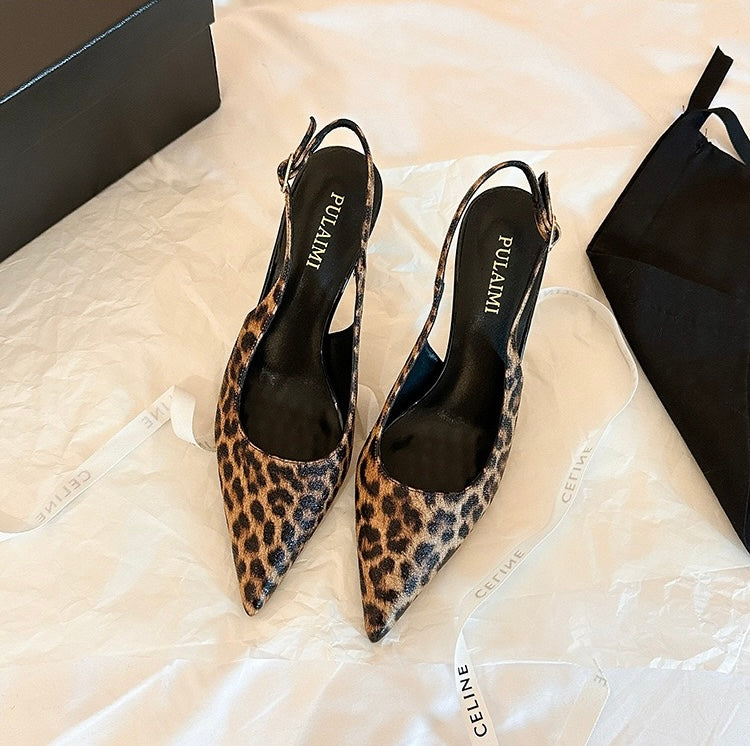 Leona Leopard Slingback Heels, top view of pair