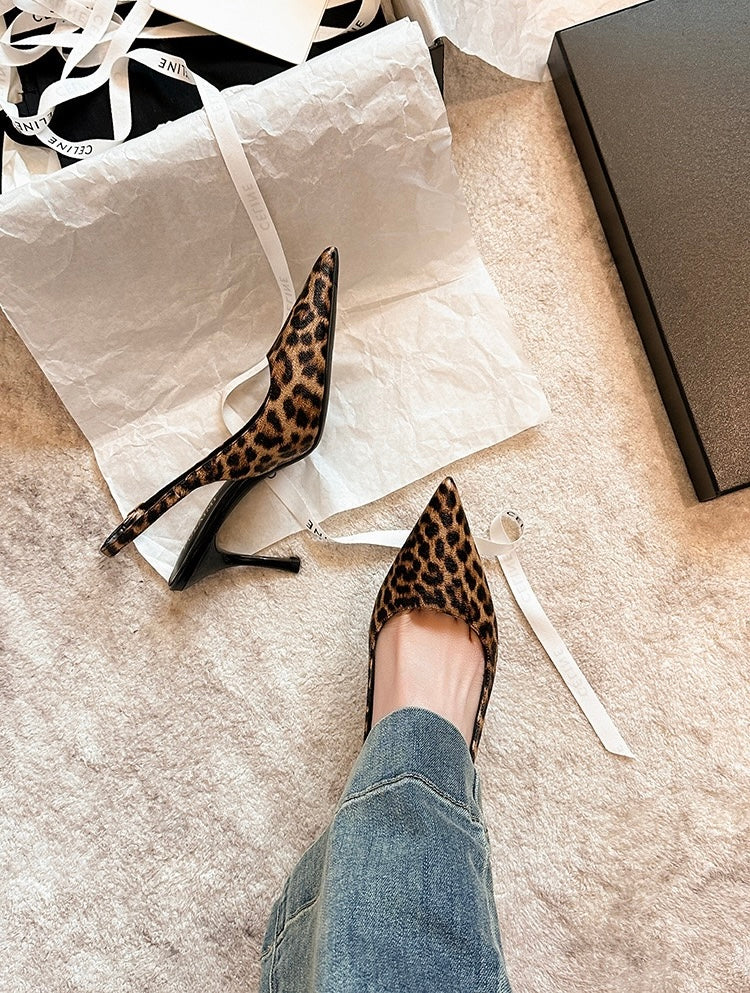 Leona Leopard Slingback Heels, overhead styling view