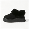 Black round-toe faux-fur-trimmed platform snow boots