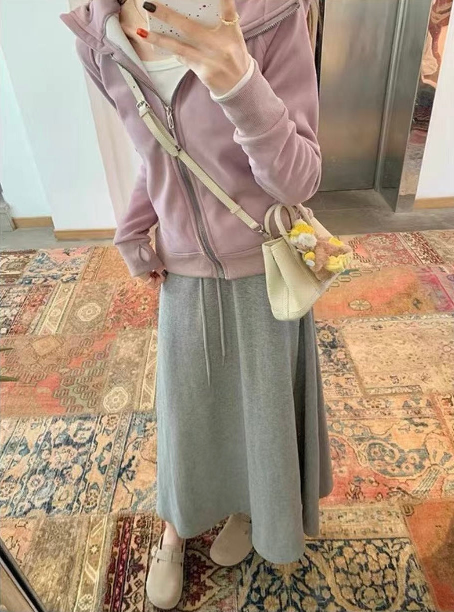 Maren Leather Buckle Mules in Light Taupe, mirror outfit