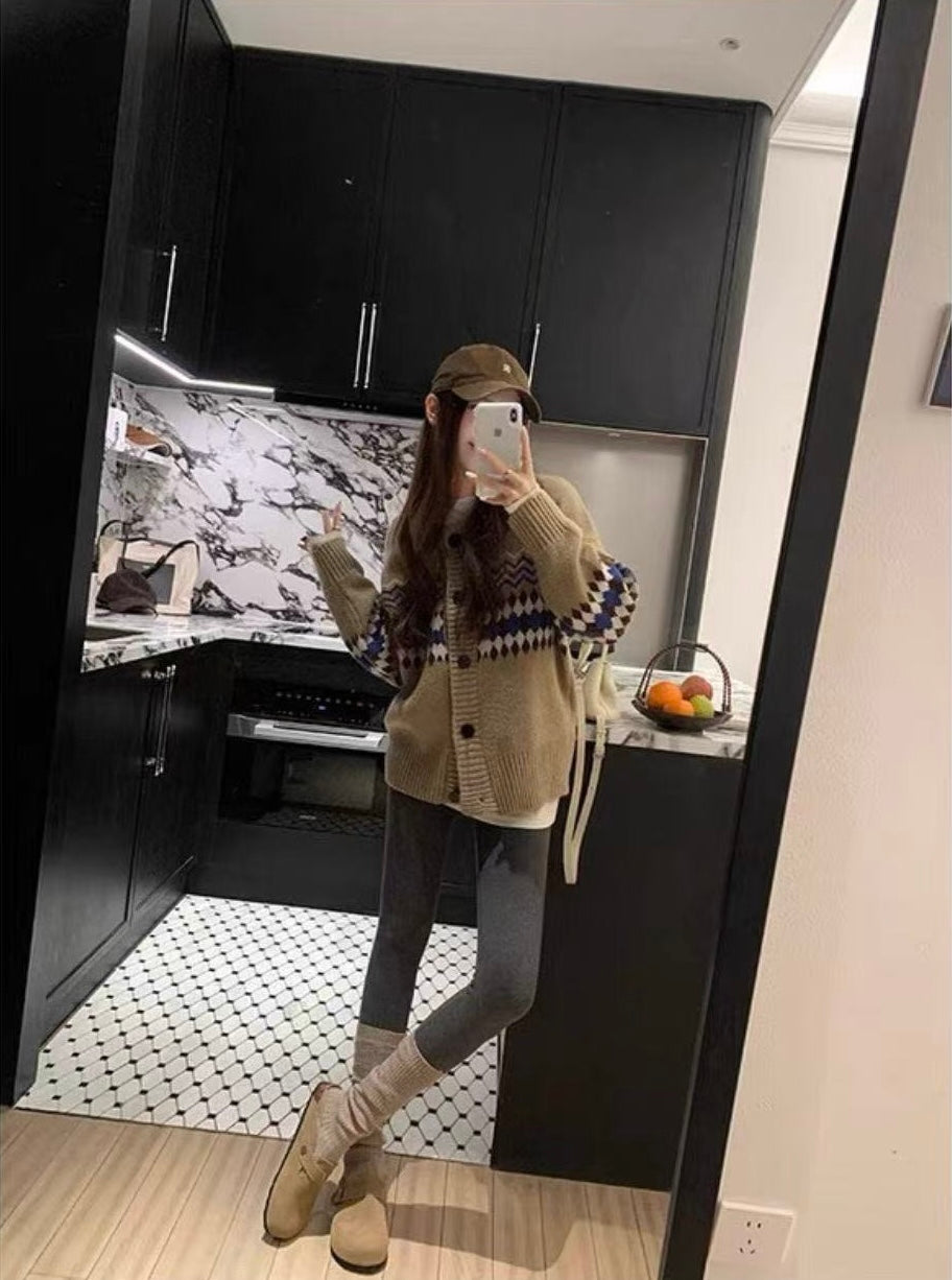 Maren Leather Buckle Mules in Light Taupe, cardigan styling