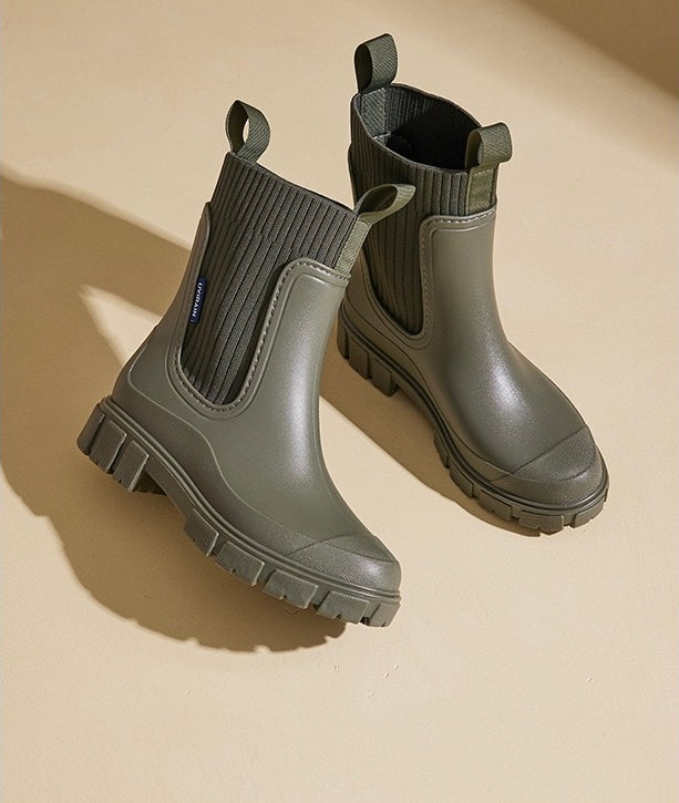 Mira Mid-Calf Rain Boots in Green, pair view