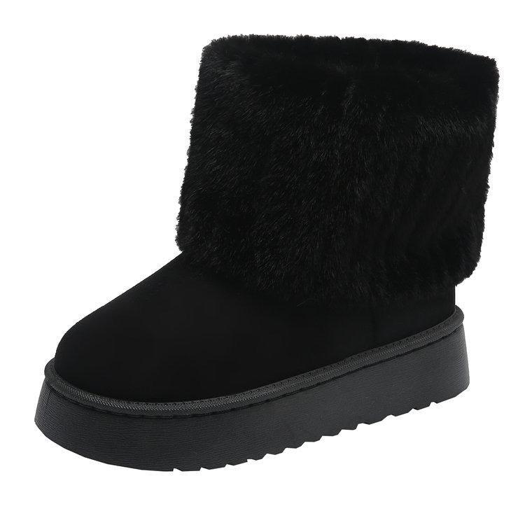 Noelle Faux-Fur Platform Snow Boots in Black