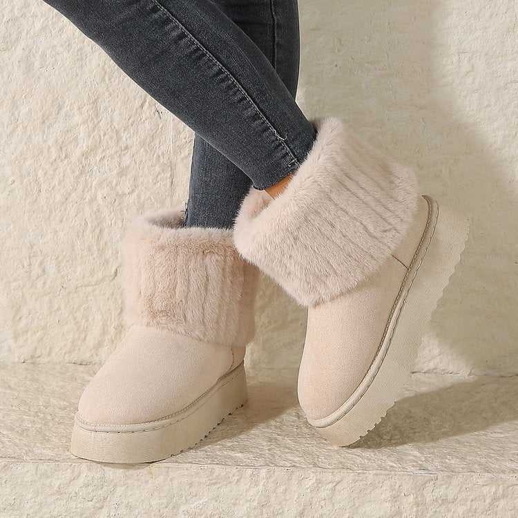 Noelle Faux-Fur Platform Snow Boots in Ivory, lifestyle view