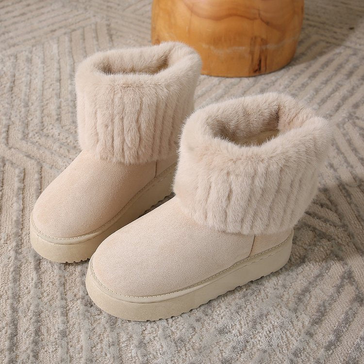 Noelle Faux-Fur Platform Snow Boots in Ivory, pair view