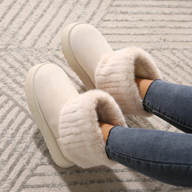 Noelle Faux-Fur Platform Snow Boots in Ivory, top view