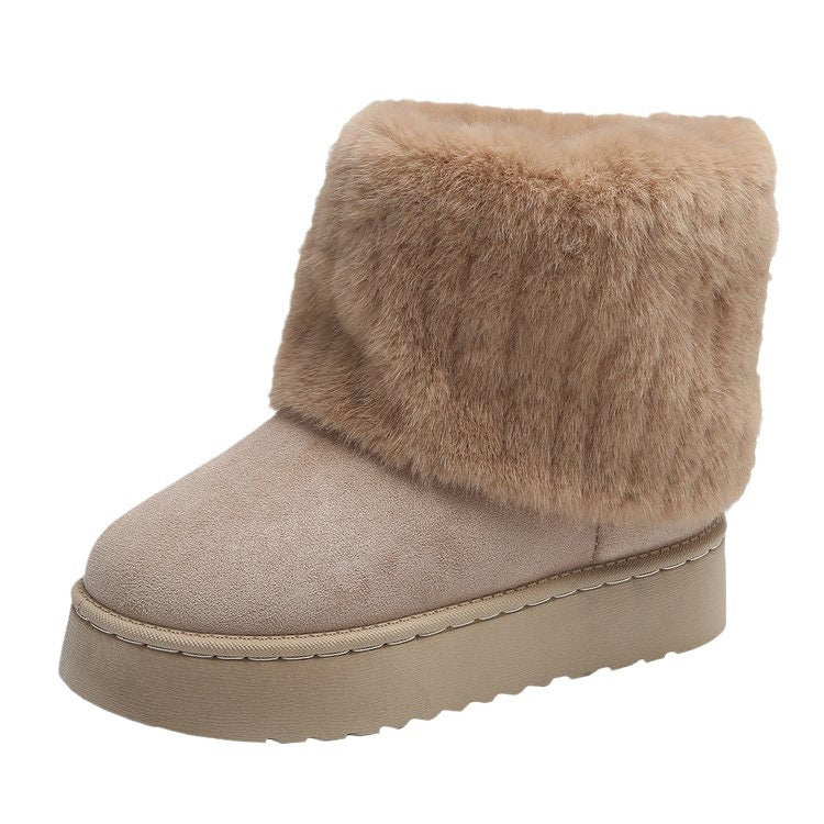 Noelle Faux-Fur Platform Snow Boots in Khaki