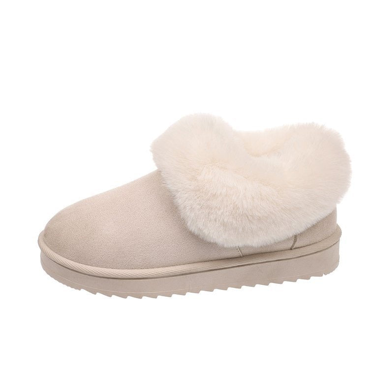 Off White round-toe faux-fur-trimmed slip-on snow boots