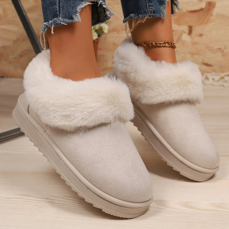 Off White faux-fur-trimmed slip-on snow boots lifestyle view