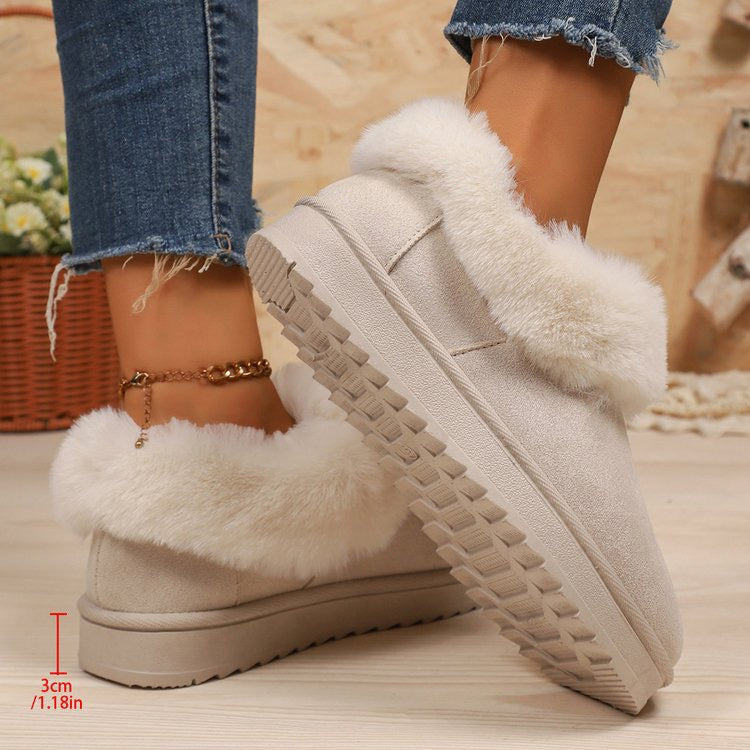Off White faux-fur-trimmed slip-on snow boots lifestyle view